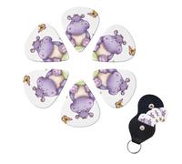 Butterfly and hippo Guitar Picks 6 Pack 3 Different Thickness Celluloid Guitar Plectrums with Guitar Pick Holder Personalized Guitar Pick for Acoustic Guitar, Electric Guitar, Bass, Ukulele
