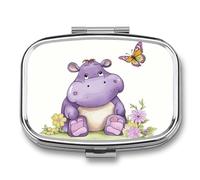 Butterfly and Hippo Pill Box Pill Case Cute Pill Organizer Pill Holder Medicine Pill Organizer Pill Container Daily Pill Organizer Small Pill Box Pill Case for Purse Pocket
