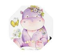 Butterfly and hippo Printed Coasters Set of 6, Tabletop Protection Leather Coasters for Cup Drinks Coffee Pads Beer Bar Mat Gifts, Octagon