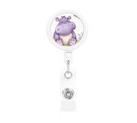 Butterfly and Hippo Retractable Badge Reel Heavy Duty Badge Holder with Belt Clip Retractable Lanyards ID Card Holder with Keychain Name Badge Clips for Office Nurse Employee