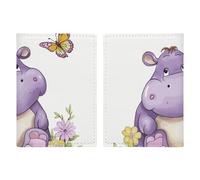 Butterfly And Hippo Travel Passport Holder with Credit Card Slots And Boarding Pass Slot Passport Book Holder for Passports Credit Cards Boarding Passes