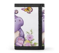 Butterfly And Hippo Wallet,Credit Card Holder,Three-fold Wallet for Passport Covers, Purse Passport Bag for Men Women