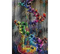Butterfly and painted guitar 3,000-Piece Adult Jigsaw Puzzles | Challenging puzzle for adults and family entertainment