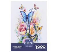 Butterfly And Rose Jigsaw Puzzles Puzzle for Adults Kids. 1000 Pieces Impossible Challenge Toy Educational Game Home Decoration for Educational Games Gifts 38x26cm/1000pcs