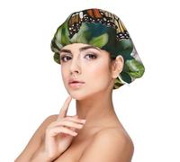 Butterfly And Rose Satin Bonnet Silk Bonnet, Hair Bonnet For Sleeping, Soft Double Layer Silk Sleeping Cap Hair Wrap For Women Natural Curly Braided Long Hair