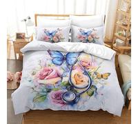 Butterfly And Rose Three-dimensional Printing Bedding Bedding Ensemble Butterfly And Rose Quilt Cover Ultra-fine Fiber Pillow Slip Included Soft And Easy to Maintain Super King(260x220cm)