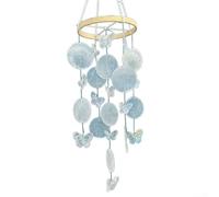 Butterfly and Shell Wind Chime with Serene Sound, Suitable for Hanging in Various Spaces to Add a Touch of Nature-Inspired Bohemian Decor (White)
