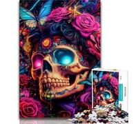 Butterfly And Skull 1000 Piece Jigsaw Puzzles for Teenagers,Stress Reliever Difficult Challenge Unique Home Decor And Gifts (38x26cm)