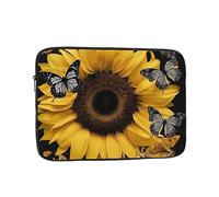 Butterfly and Sunflower Laptop Case 17 inch, Shockproof Protective Computer Sleeve Cover Water Resistant Laptop Bag Carrying Tablet Cover Briefcase Handbags Gifts for Men Women