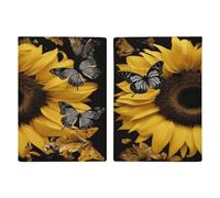 Butterfly And Sunflower Passport Holder Ultra Slim PU Leather Travel Document Organizer Compact Premium International US Passport Protector Cover for Women Men