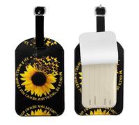 Butterfly and Sunflower Print Leather Luggage Travel Bag Tags Neast Luggage Tag Holder Name Id Labels Set for Men Women, 1 Pack