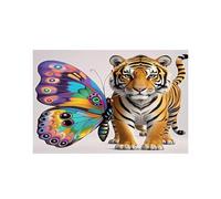 Butterfly and Tiger Placemats Heat Resistant Anti Slip Dining Table Place Mats Washable Linen Placemat Wipeable Placemat for Kitchen Art Placemats Easy to Clean