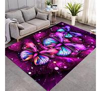Butterfly Area Rug Bedroom Living Room Sitting-Room Kitchen Rugs Purple Blue Red Starlight Starry Sky Floor Mat Doormats Fast Dry Toilet Bath Rug Exercise Mat Throw Carpet (Colorful 2,80x160 cm)