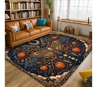 Butterfly Area Rug, Bohemian Eclectic Pumpkins Sun Fall Black Low Pile Sponge Home Floor Rectangle Print Carpet Rugs for Living Room Bedroom Under Table Dining Decor 5' X 7'