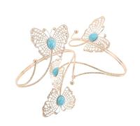 Butterfly Arm Cuff Bracelet with Flower Design Open-ended Adjustable Band | Golden Colour, Boho High-end Style, Dual-purpose for Upper Arm and Curtain Tie, Easy