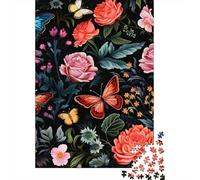 Butterfly Art 1000 Piece Sturdy Paper Board Floral Print Jigsaw Puzzles for Teens Lettered Back Pieces Home Decor Collector's Box 52x38cm/1000pcs