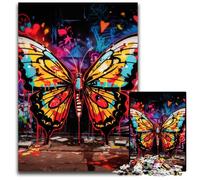 Butterfly Art Graffiti JigsawPuzzle 1000 Pieces for Adults Challenging Puzzles Challenging DIY Brain Teaser for Teenagers 50x75CM/19.68x29.52inch