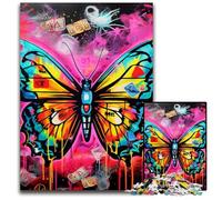 Butterfly Art Graffiti JigsawPuzzle 1000 Pieces for Adults Puzzles for Adults DIY Home Decor Gift, Brain Teaser Game 50x75CM/19.68x29.52inch