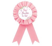 Butterfly Auntie to Be Badge Pin, Florals Best Aunt Ever Button Pin, Pink Rosette A Little Butterfly is on The Way Baby Shower Award Ribbon for Women, Pink Flower Gender Reveal Party Supplies