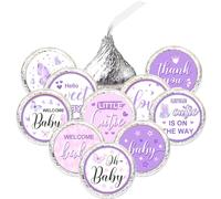 Butterfly Baby Shower Decorations Mini Kisses Stickers Butterfly Sticker Set Thank You Chocolate Labels 1st Birthday Party Favors 180 Pcs,Purple Butterfly Baby Shower Decorations