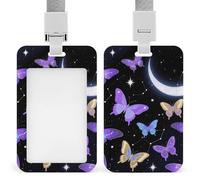 Butterfly Badge Holder Vertical ID Badge Holder with Lanyard, Durable ABS Plastic - Waterproof Name Tag for Office, Teacher& Nurses