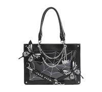 Butterfly Bag - School Tote Bag, Grocery Shoulder Carrier | Reusable Shopping Purse, Dark Style Handbag for Daily Use, Eco Travel, Campus Life, Lightweight Holding, Everyday