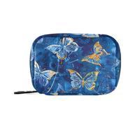 Butterfly Batik Blue Daily Tablet Pill Organiser Weekly Pill Box 7 Day Travel Small for Medicine Vitamin Supplement