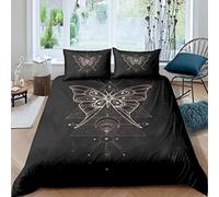 Butterfly Bedding Set for Girls Boys Sacred Geometric Symbol Comforter Cover Gold Line Duvet Cover Black Vintage Abstract Bedspread Cover King Size 3Pcs