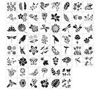 Butterfly, Bee, Flower, Bird Paint Stencils - 60Pcs Different Templates for Painting Spraying, Sponge Roller Painting, Crayon Drawing, DIY Craft (7.6 x 7.6cm)