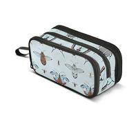 Butterfly Beetle Blue Pencil Case Large Capacity Pencil Pouch with Zipper Portable Aesthetic Pen Bag Office Stationery Organizer School Supplies for Boys Women Girls Teens Men