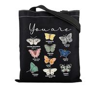 Butterfly Bible Verse Tote Bag Christian Gift Bible Verse Prayer Scripture Shopping Bag Religious Inspirational Gift (Butterfly BLK)