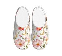 Butterfly Bird Women's Slippers Flannel House Slippers for Men Butterfly Floral Non-Slip Warm Winter Shoes for Indoor Outdoor UK 9-10