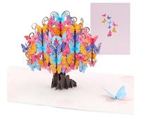Butterfly Birthday Card, Pop Up Card Greeting Cards, Mothers Day Card Thank You Card, 3D Flower Birthday Card with Note Card and Envelope for Anniversary Teacher Valentines Gift (Butterfly Tree)