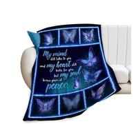 Butterfly Blanket Blue Butterfly Throw Blanket Super Warm Soft Plush Lightweight Fleece Flannel Black and White Blanket Gifts for Girls Baby Kids Women Boys for Winter Couch Bedding 40"X50"