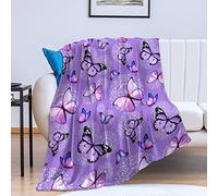 Butterfly Blanket Purple Butterflies Throw Blanket Ultra Soft Flannel Beautiful Butterfly Blanket Gifts for Adults Kids 50"x40"