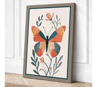 Butterfly & Bloom Botanical Canvas Wall Art Print 24x16 Inch