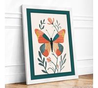 Butterfly & Bloom Botanical Framed Wall Art Print A1 (84.1×59.4cm) White, Wall Decor for Living Room, Bedroom, Office & Home, Ready to Hang, Art Gift