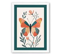 Butterfly & Bloom Botanical Framed Wall Art Print A3 (42×29.7cm) White, Wall Decor for Living Room, Bedroom, Office & Home, Ready to Hang, Art Gift