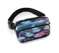 Butterfly Blossoms Fanny Pack Belt Bag with Adjustable Strap Fashion Waist Bag for Outdoor Sports Hiking, white, 20x13cm, Full Printed Waist Bag