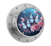 Butterfly Blossoms Kitchen Timer - Mechanical Visual Timer, Stainless Steel Digital Timers with Magnetic Base Egg Timers for Hard Boiled Eggs 60-Minute Countdown Kitchen Clock for Cooking