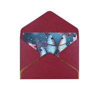 Butterfly Blossoms Luxury Pearl Paper Greeting Card With Gold Border, Blank Inside, With Envelope - Birthday, Wedding, Christmas, Valentine