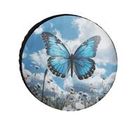 Butterfly Blue Cloud Spare Tire Cover Weatherproof Tire Diameters 24-36 Inch Universal Waterproof Wheel Protectors for Trailers