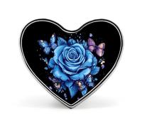 Butterfly Blue Roses Flowers Heart Badge Funny Lapel Pins Personalized Button Brooch Pin for Clothing Bag Accessories