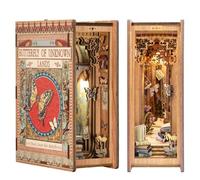 Butterfly Book Nook Kit DIY Dollhouse Book Nook Bookshelf Insert Decor Alley,3D Wooden Puzzle Bookends Model Building Kit with LED Light Butterfly of the Unknown Land BK01, 8.5 * 6.3 * 3.1 in
