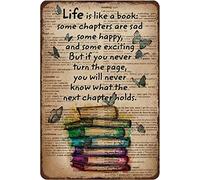 Butterfly Books Vintage Metal Tin Sign You Will Never Know What The Next Chapter Holds Art Poster Office People Cave Coffee Shop Club Garage Hotel Shops Living Room Home Funny Plaque 8X12 Inch