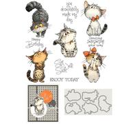 Butterfly Bow Cat Animal Stamps and Cutting Dies for Card Making DIY Transparent Silicone Clear Stamp and Metal Die Cuts Sets for Scrapbooking Paper Greeting Cards Decor Seals Craft Supplies