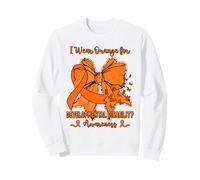 Butterfly Bow Developmental Disability I Wear Orange Sweatshirt