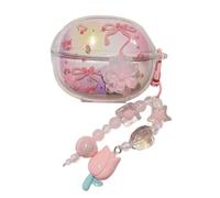 Butterfly Bow Shiny Flower Pattern Accessories Headphone Earphone Protective Cover Case for Lenovo Thinkplus LP5 Pro with Pendant