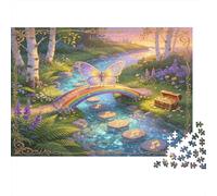 Butterfly Bridge 1000 Piece Jigsaw Puzzle Paper for Adults Enchanted Forest Stream Relaxation Focus Family Home Decor Gift 38x26cm/1000pcs