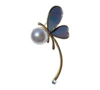 Butterfly brooch pearl decorative contemporary water drop silhouette craftsmanship for alloy, フリーサイズ